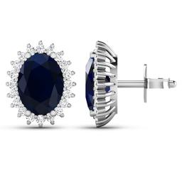 14KT White Gold 2.60ctw Blue Sapphire and Diamond Earrings