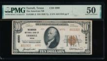 1929 $10 Terrell TX National PMG 50