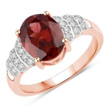 14KT Rose Gold 2.87ctw Rhodolite and White Diamond Ring