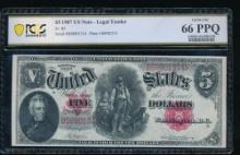 1907 $5 Legal Tender Note PCGS 66PPQ