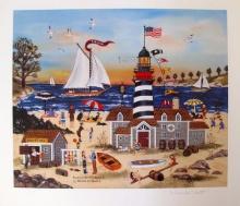Jane Wooster Scott Beacon On The Beach Hand Signed Limited Ed. Lithograph