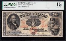 1874 $50 Legal Tender Note PMG 15