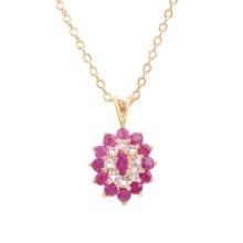 Plated 18KT Yellow Gold 1.30ctw Ruby and Diamond Pendant with Chain