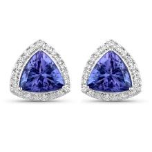 14KT White Gold 3.82ctw Tanzanite and White Diamond Earrings