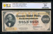 1922 $100 Gold Certificate PCGS 25