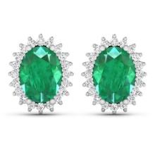 14KT White Gold 2.00ctw Emerald and Diamond Earrings