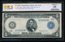 1914 $5 New York FRN PCGS 35