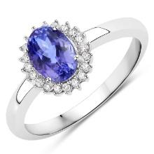 14KT White Gold 0.86ctw Tanzanite and White Diamond Ring