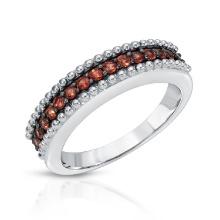 Plated Rhodium 0.50ctw Orange Sapphire Ring