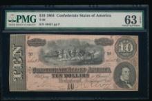 1864 $10 T-68 Confederate PMG 63EPQ