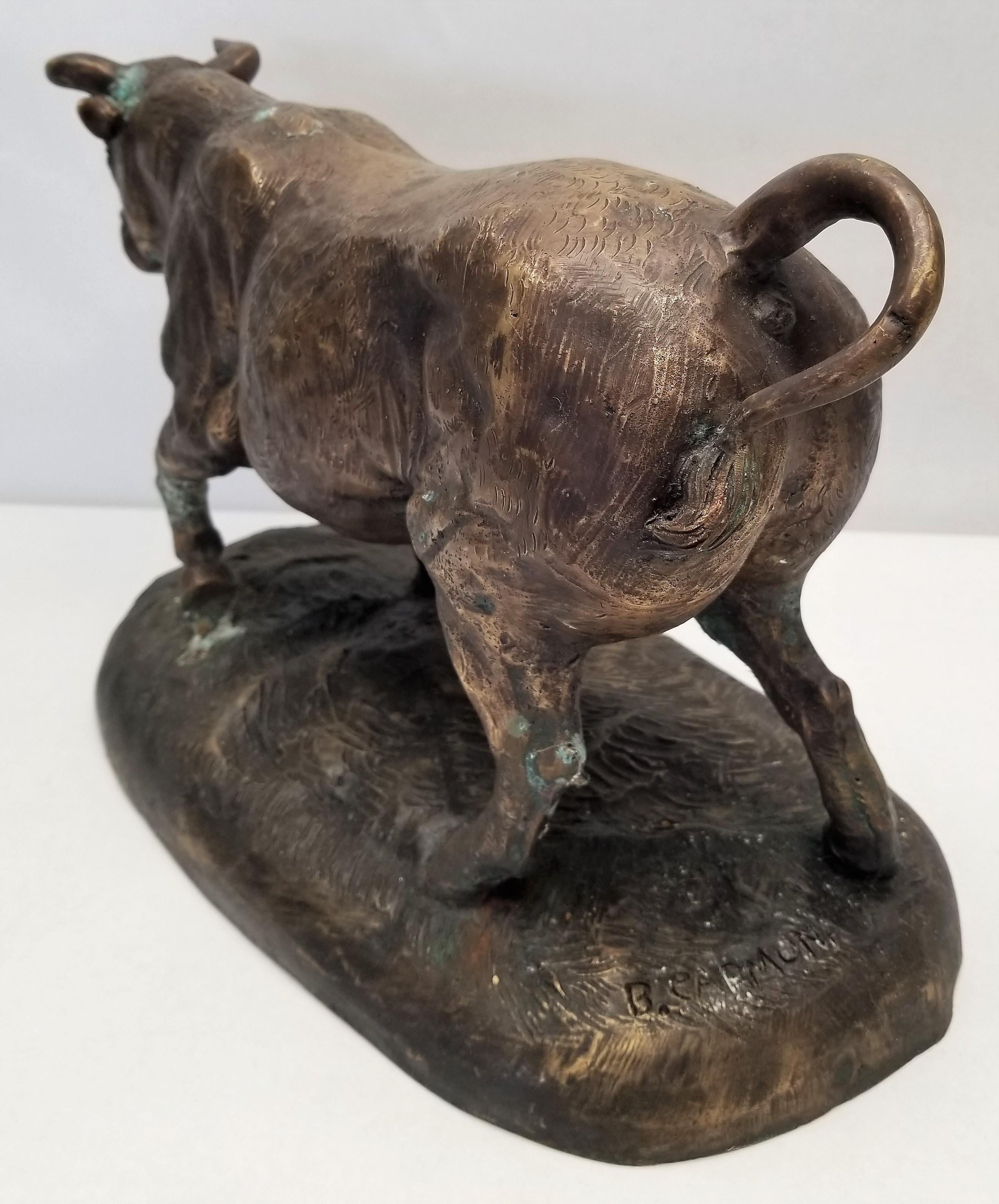 Bronze Bull Statue by B. Carmona