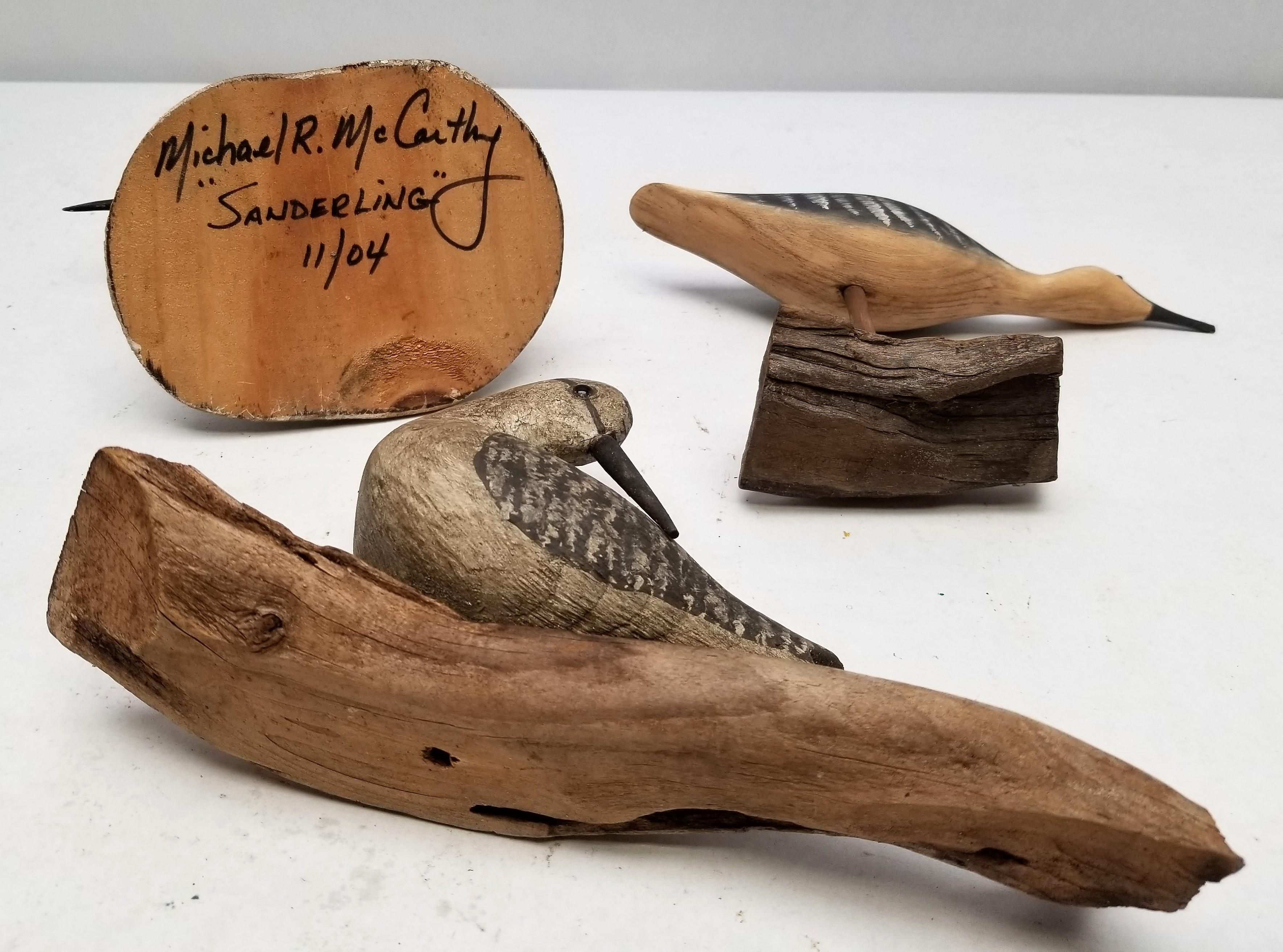 (3) Assorted Hand Carved Wooden Shorebirds