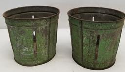 (2) Green Painted Metal Fruit Measuring Baskets