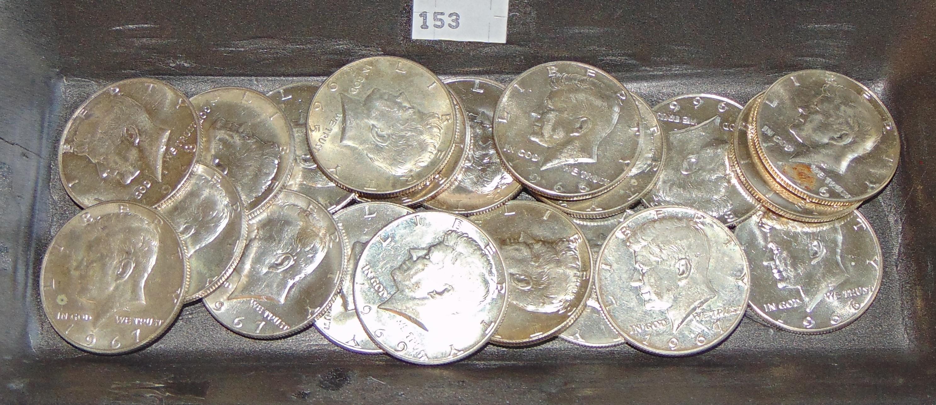$10 face value 40% Silver Kennedy Half Dollars: