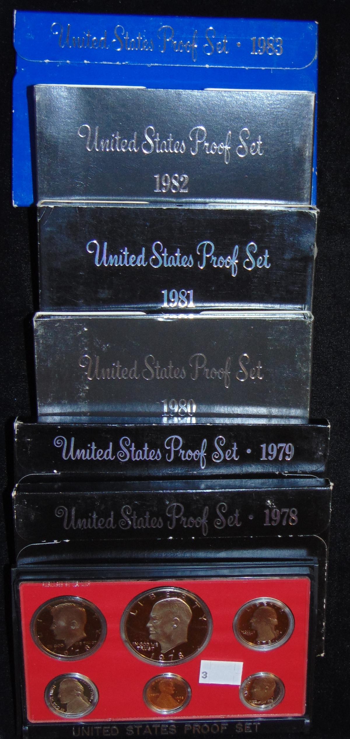 6 U.S. Proof Sets: 1978, 1979, 1980, 1981, 1982,