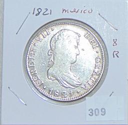 1821 Mexico 8 Reales Silver Ferdinand VII.