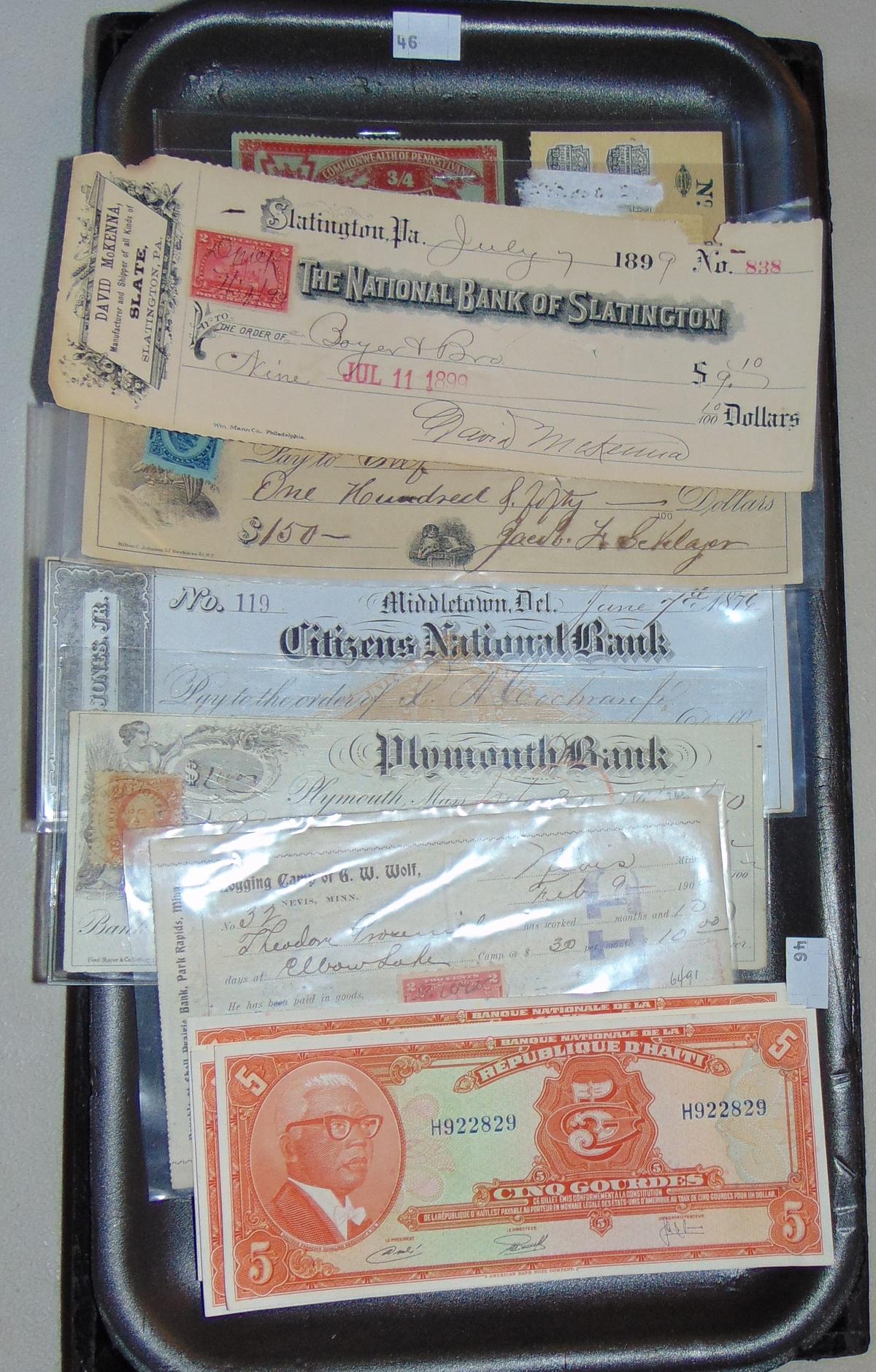 Variety: Vintage Checks. PA Tax Stamps. More.