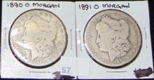 1890, 1891 Morgan Dollars AG, G.