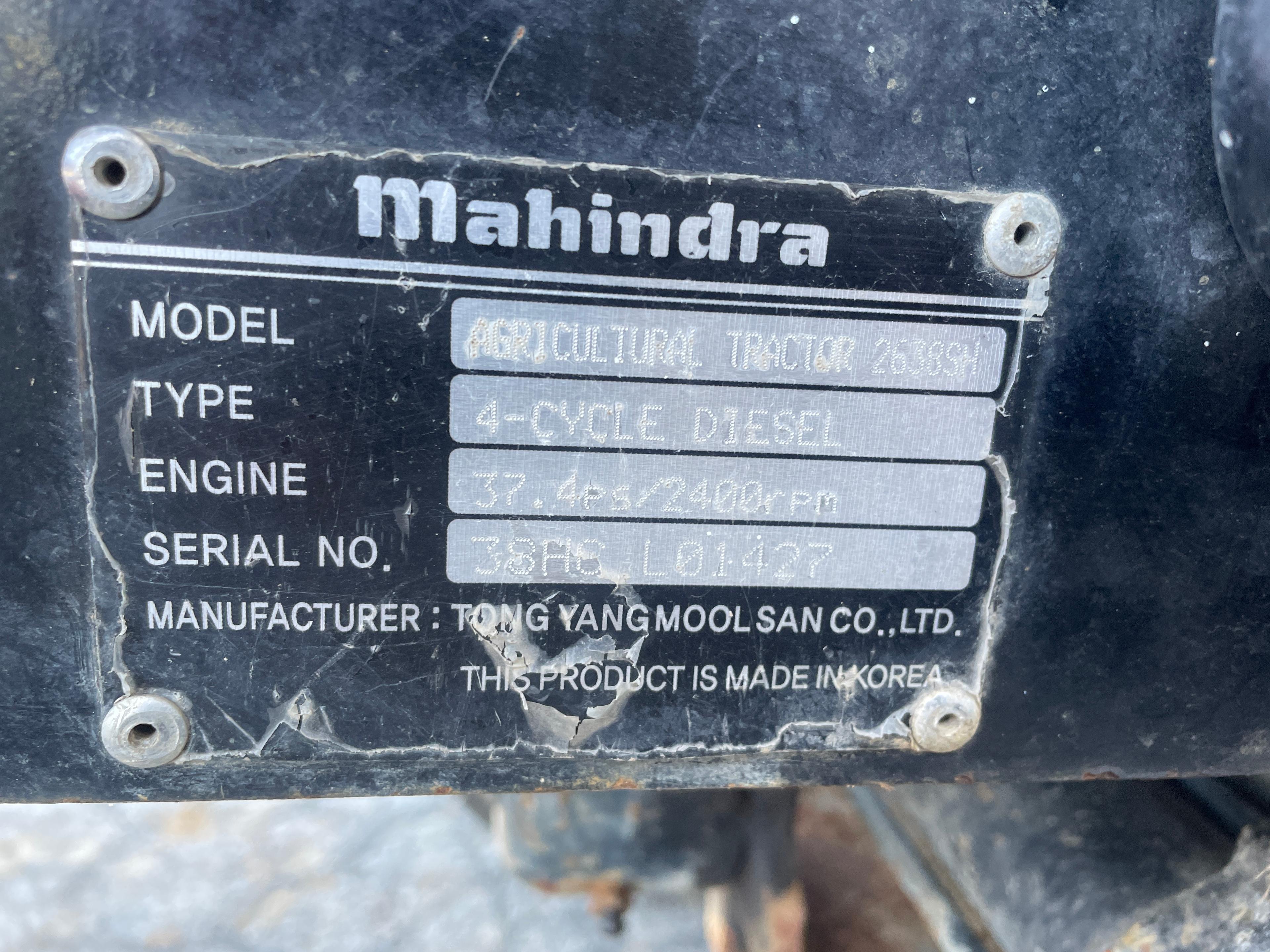 Mahindra 2638SH 4X4 Tractor W Loader & Backhoe
