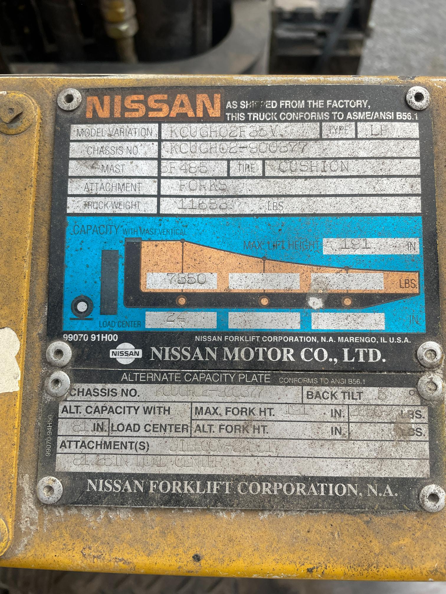 Nissan 8,000 IB LP Forklift