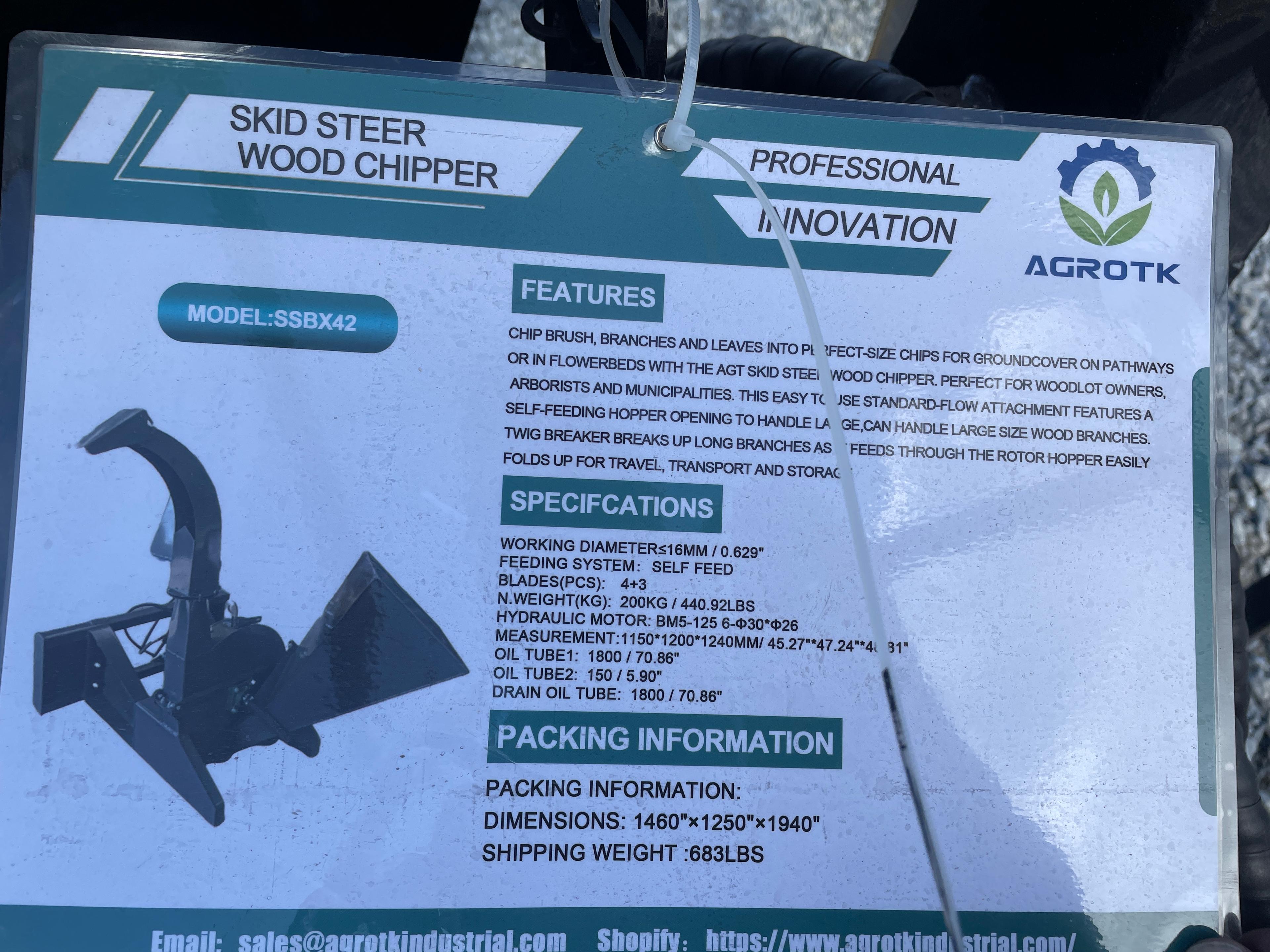 New AGT SSBX42S Quick Attach Wood Chipper