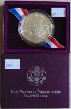 1993-P Ben Franklin Firefighters Silver Medal .999