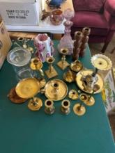 Many brass coated candle holders, mic.Shipping