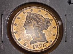 GOLD! Brilliant AU-BU 1895-S Gold Liberty Head Five Dollar Half-Eagle
