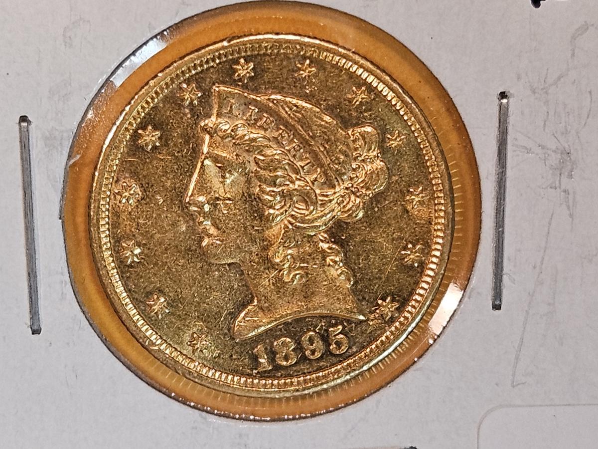 GOLD! Brilliant AU-BU 1895-S Gold Liberty Head Five Dollar Half-Eagle