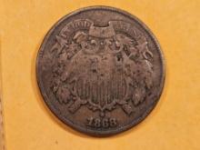 1868 Two Cent piece in Very Fine