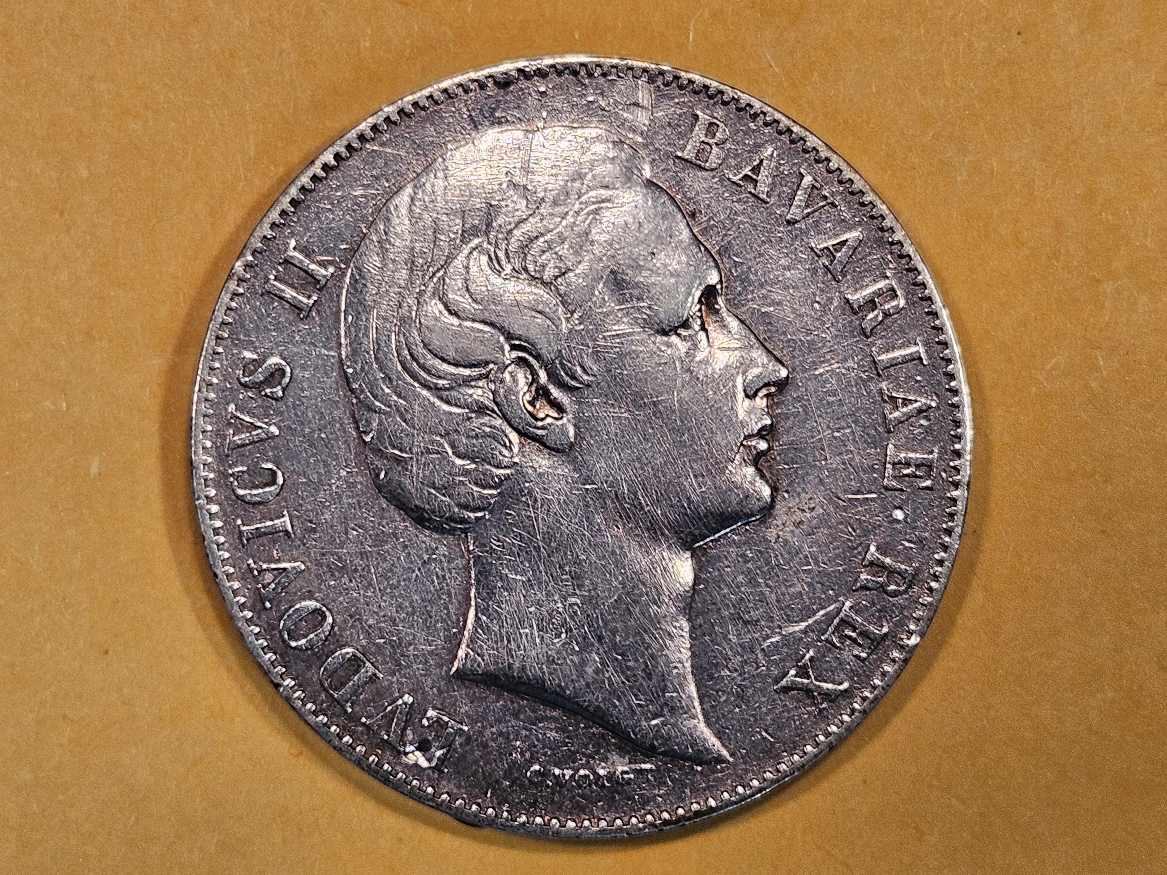 1865 German States Bavaria silver Thaler