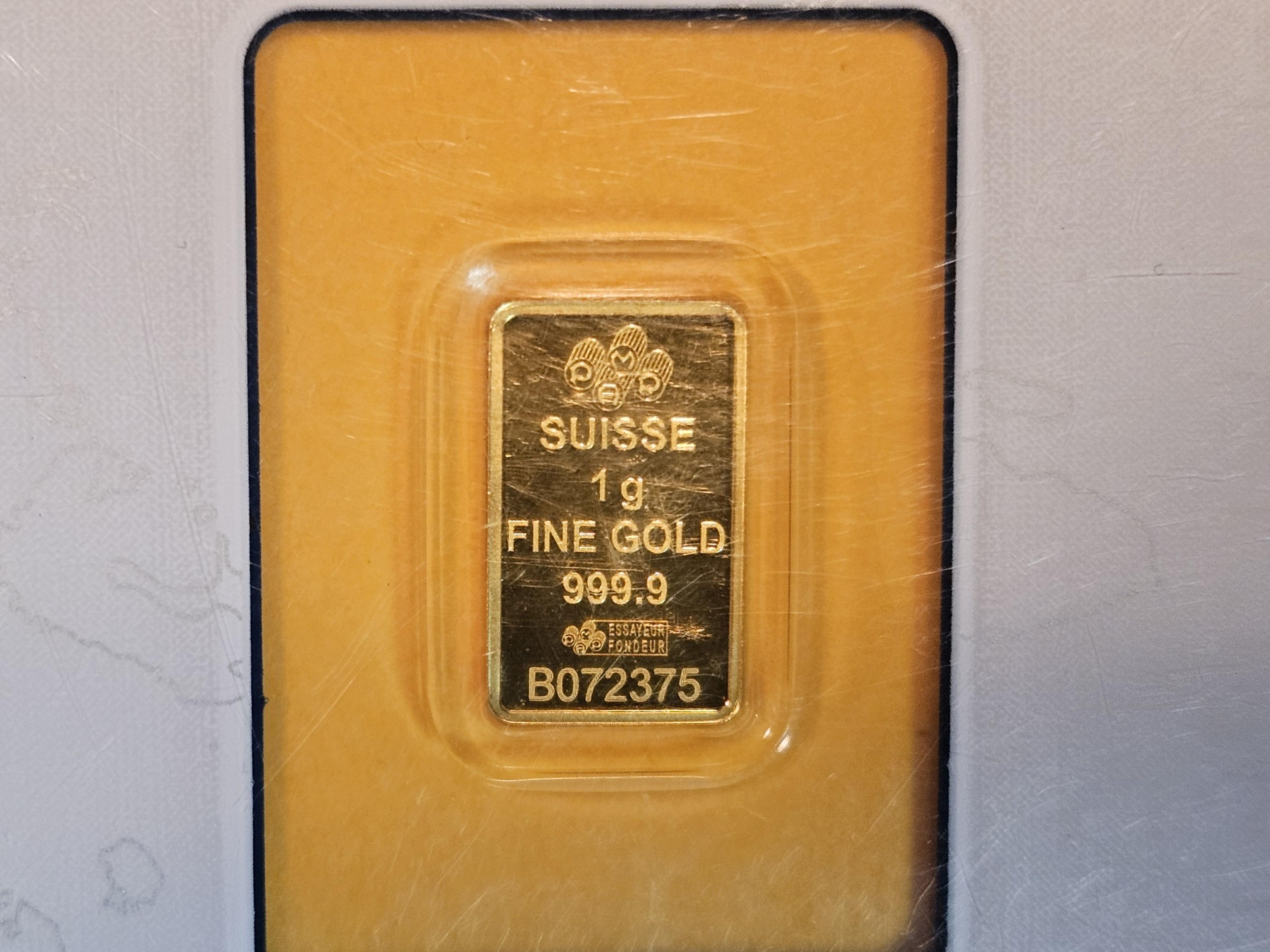 GOLD! PAMP Suisse .9999 fine one gram gold bar