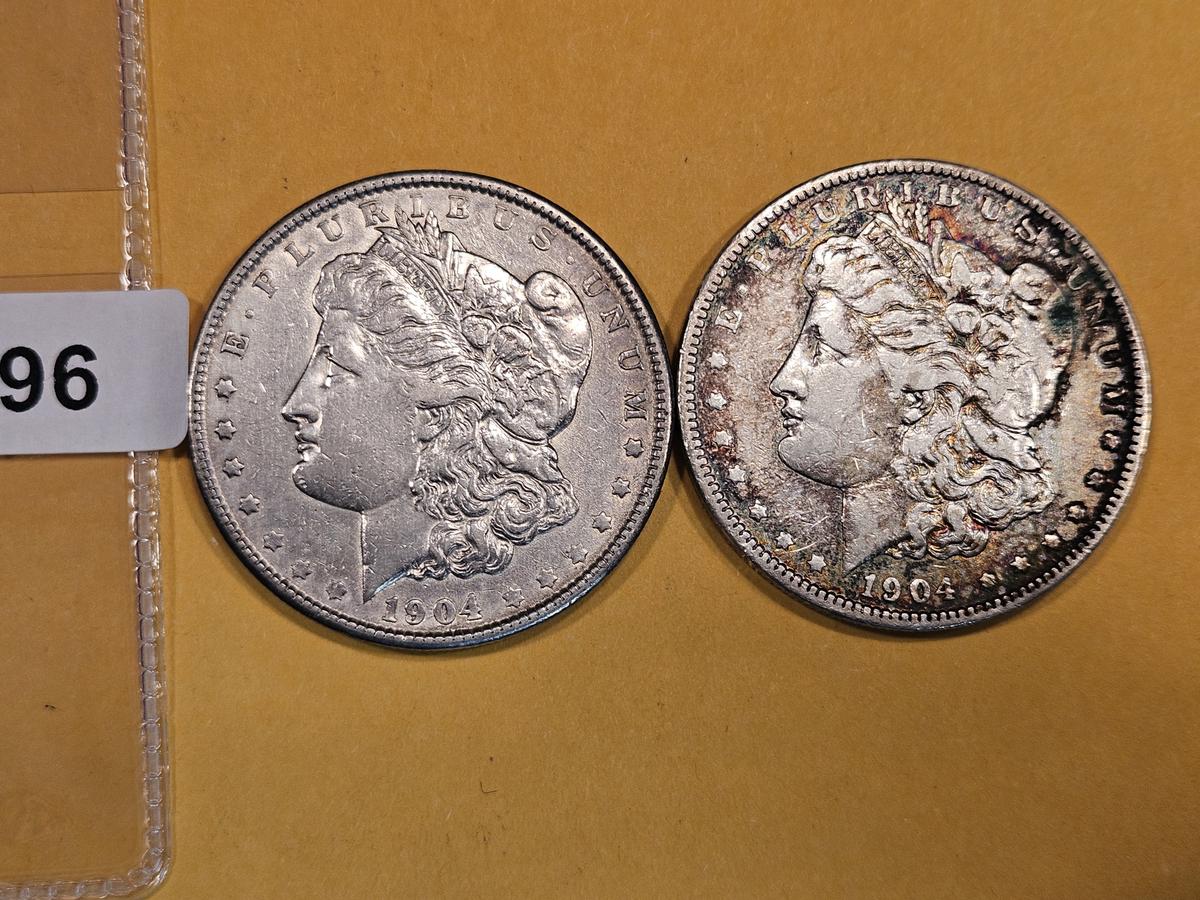 Two 1904 Morgan Dollars