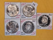 Five Silver Eisenhower Dollars