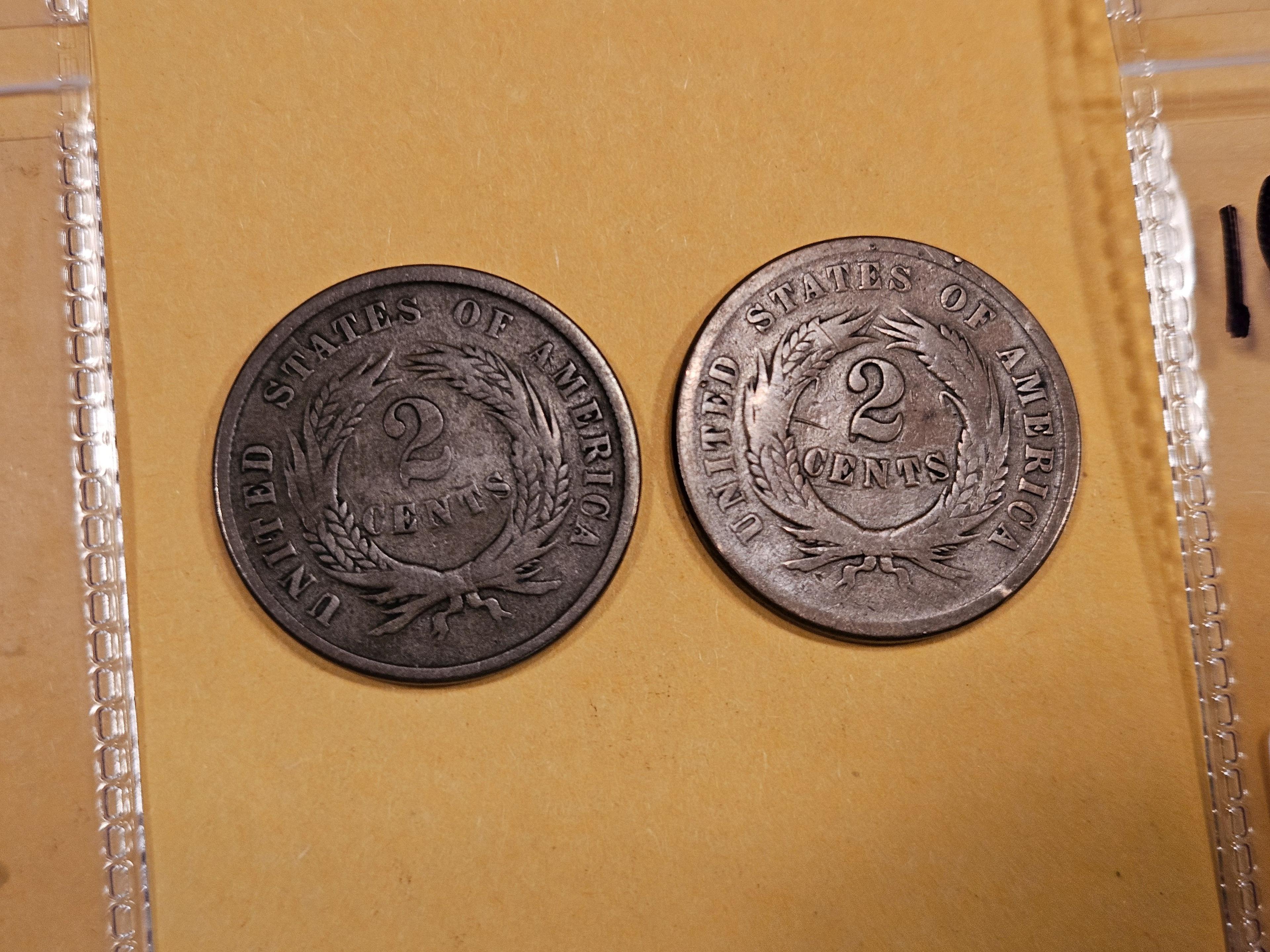1864 and 1865 two Cent pieces