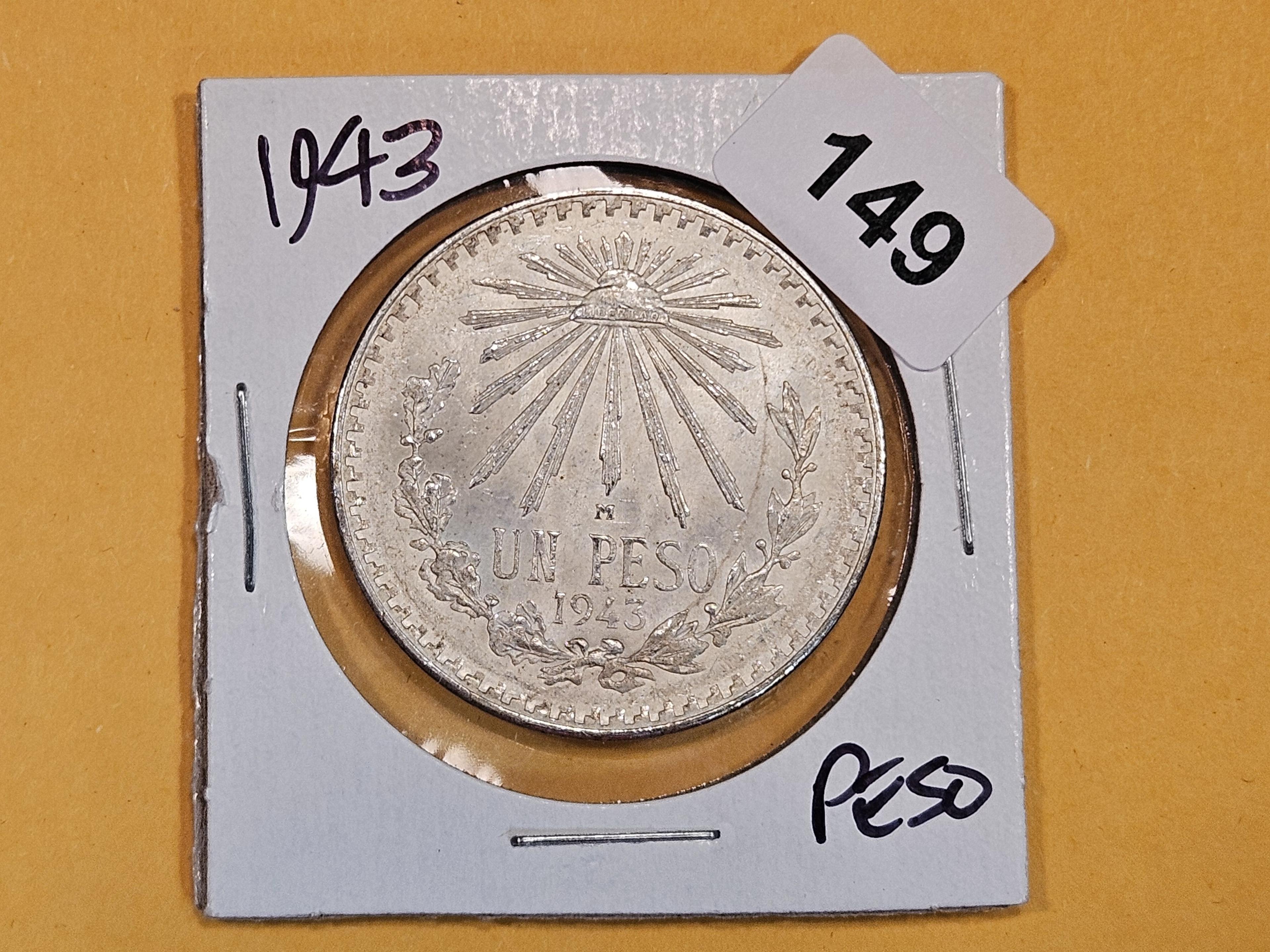 1943 Mexico silver un Peso