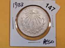 1933 Mexico silver un Peso