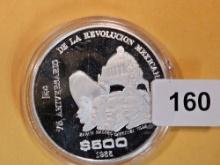 GEM Proof Deep Cameo 1985 Mexico silver 500 pesos