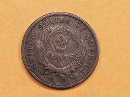 1865 Fancy 5 Two cent Piece