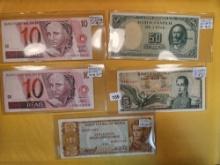Five Better date and grade Pieces of South American Currency