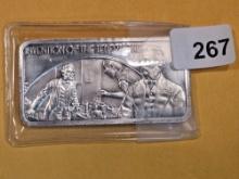 One Troy ounce .999 fine silver proof art bar