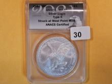 PERFECT! ANACS 2021 (W) American Silver Eagle in Mint State 70