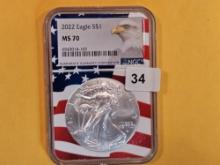 PERFECT! NGC 2022 American Silver Eagle in Mint State 70