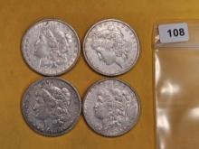 Four Morgan Silver Dollars