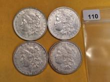 Four Morgan Silver Dollars