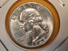 Choice Brilliant Uncirculated plus 1942 Washington Quarter