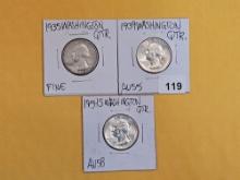 Three lil better Washington silver quarters