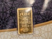 GOLD! IGR one-half gram .9999 fine gold bar