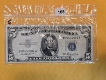 Five Blue Seal $5 Silver Certificates