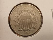 1867 No Rays Shield Nickel